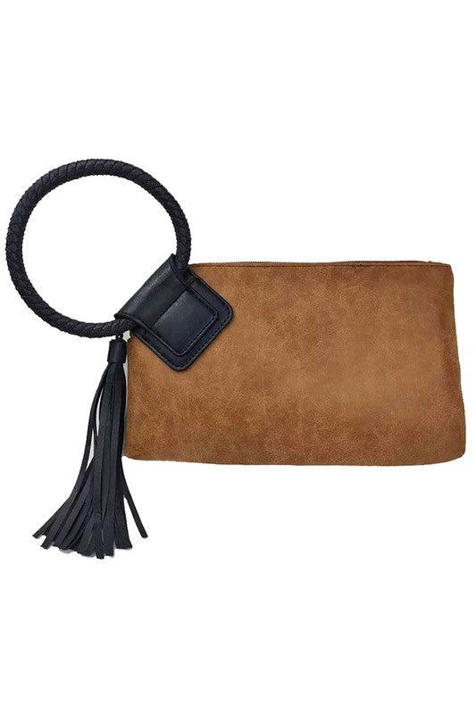 Fashion Cuff Handle Tassel Wristlet Clutch Product Image