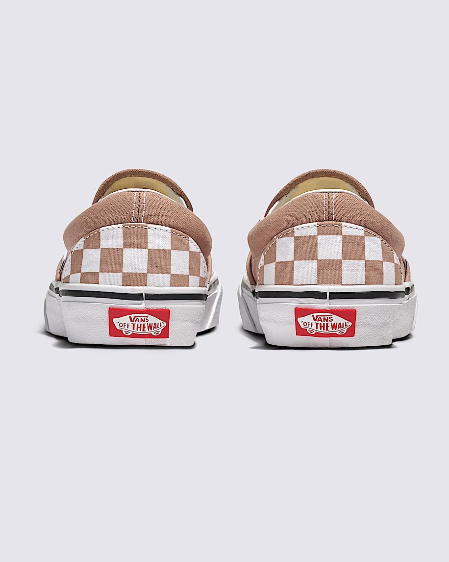 Classic Slip-On Checkerboard Shoe in Warm Taupe Brown / White| Vans US Product Image