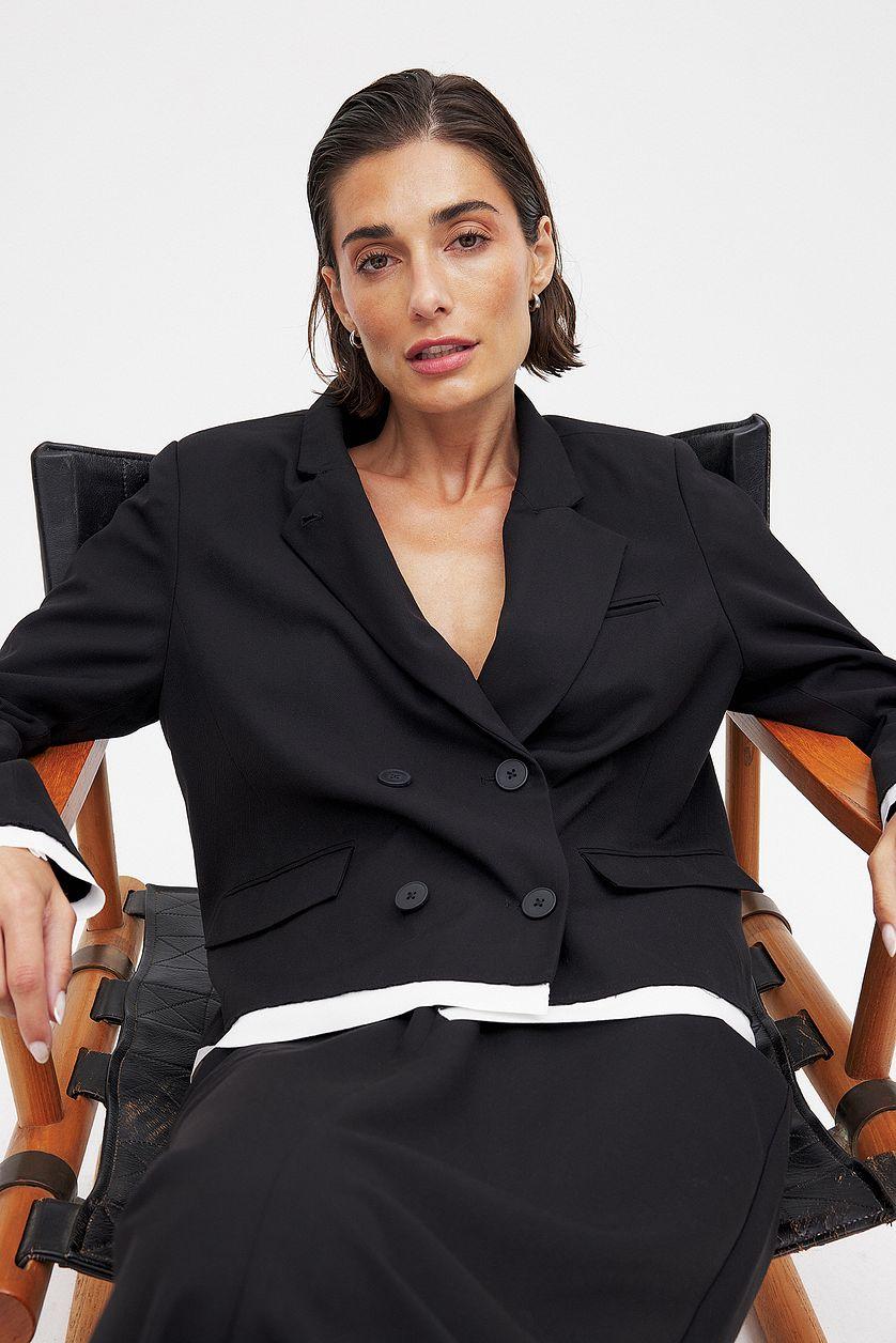 Oversized Contrast Detail Blazer Product Image