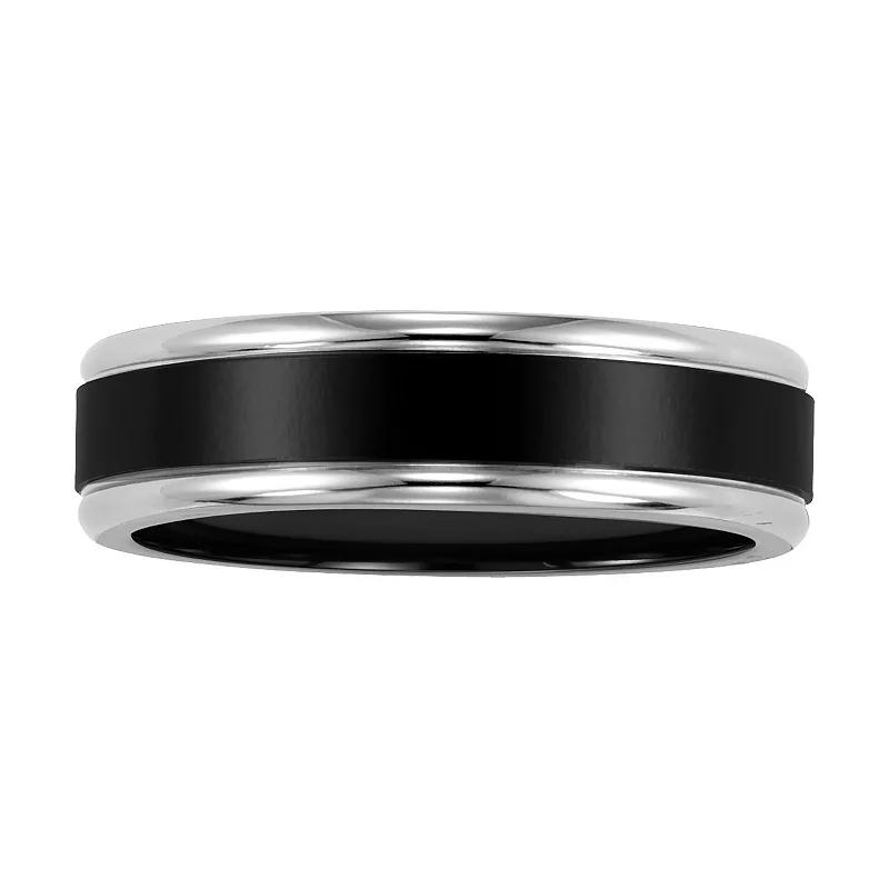 AXL Black Titanium Step Edge Men's Wedding Band, Size: 9.50, Two Tone Product Image
