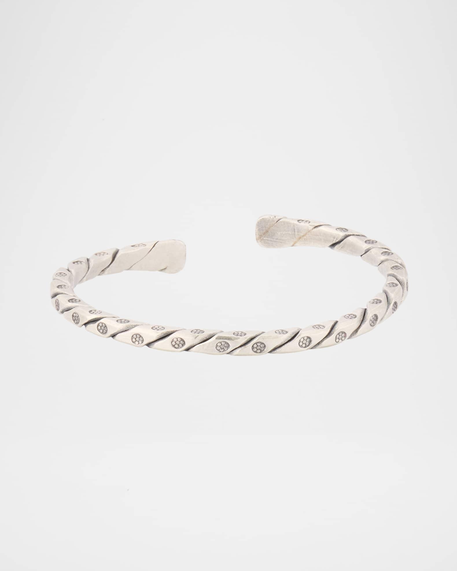 Mens Sterling Silver Twist and Screw Cuff Bracelet Product Image