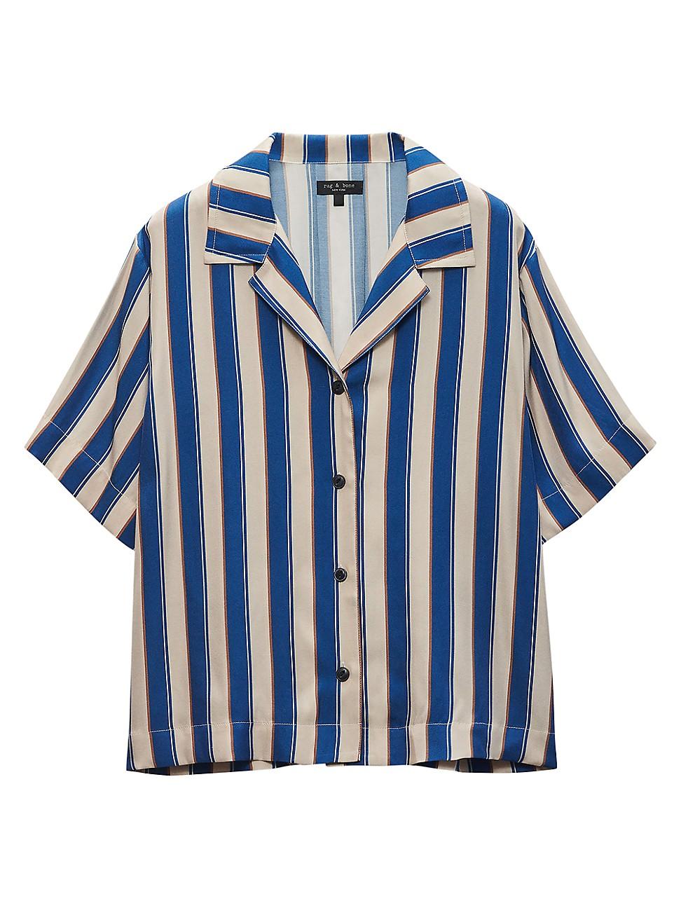 Womens Declan Silk Striped Camp Shirt Product Image