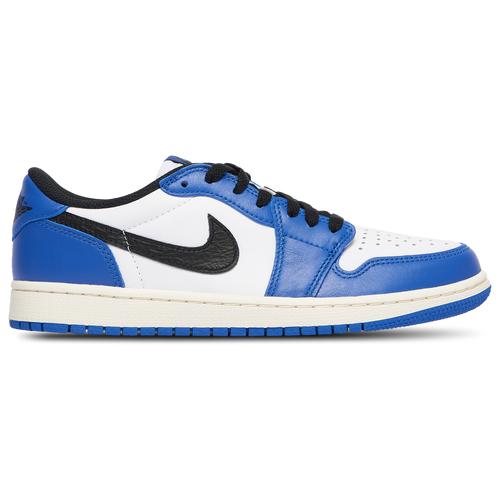 Jordan Mens Air Retro 1 Low OG Casual Shoes in White/Game Royal/Sail Product Image