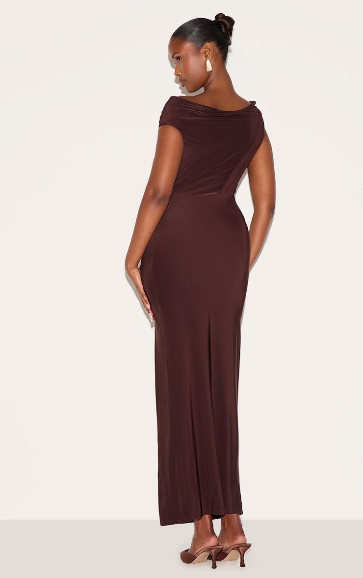 Chocolate Slinky Twist Detail Maxi Dress Product Image