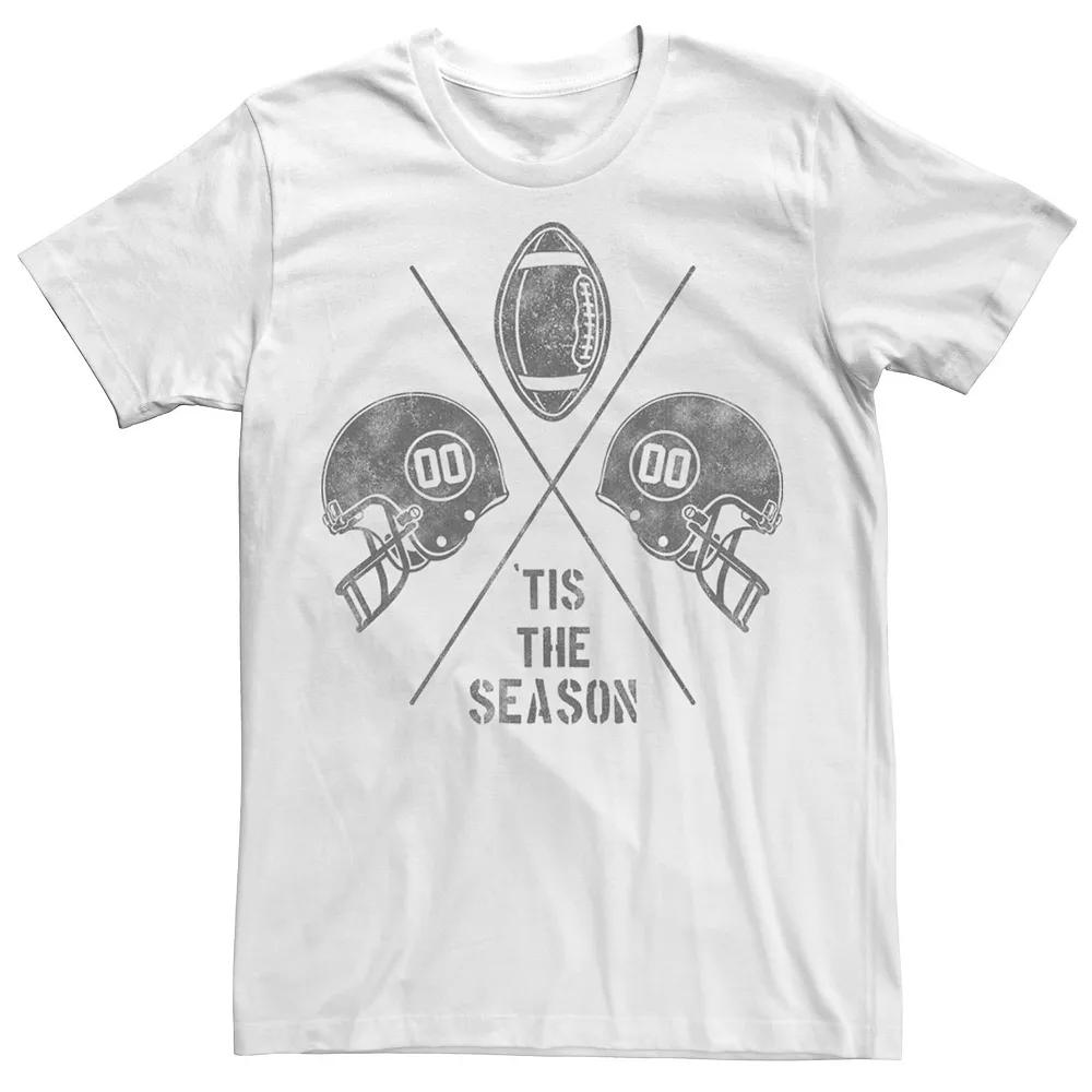 Men's Tis The Season Distressed Football Icons Tee,  Product Image