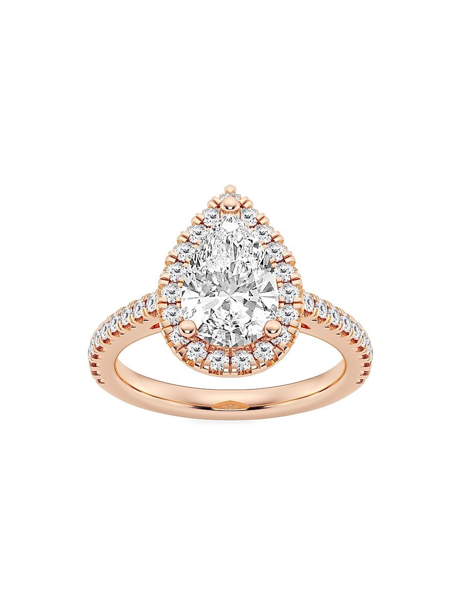 Womens 14K Rose Gold & Pear-Cut Lab-Grown Diamond Halo Ring/1.30-3.60 TCW Product Image