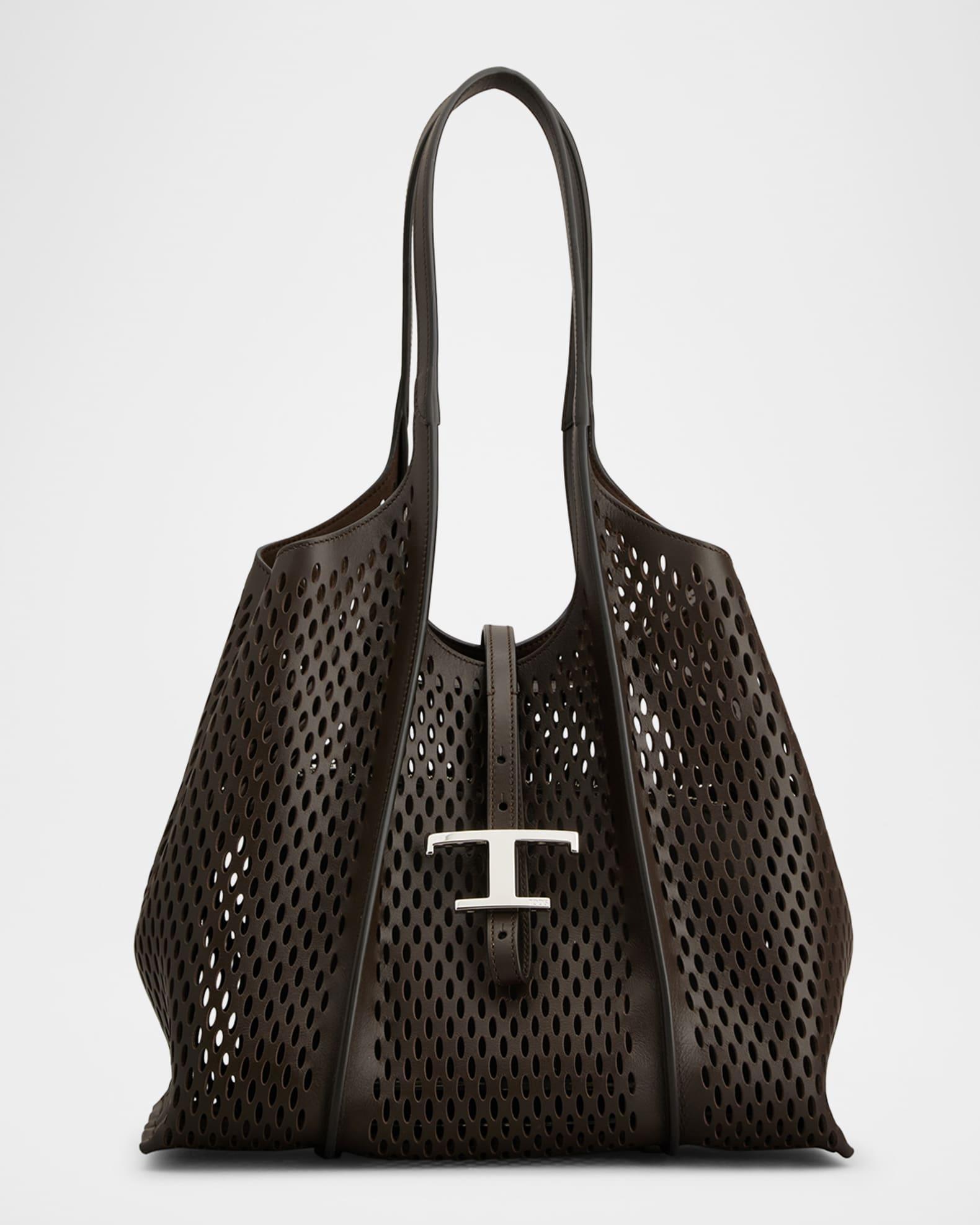 T Timeless Small Perforated Leather Tote Bag Product Image