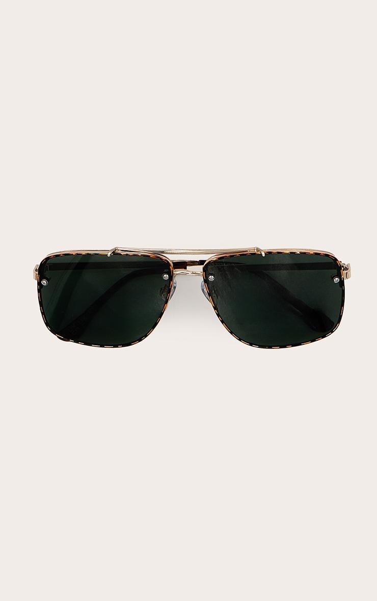 Metallic Tortoiseshell Oversized Square Aviator Sunglasses Product Image