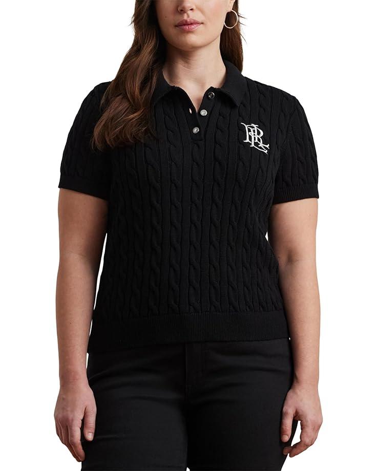 Cable-Knit Cotton Polo Sweater Product Image