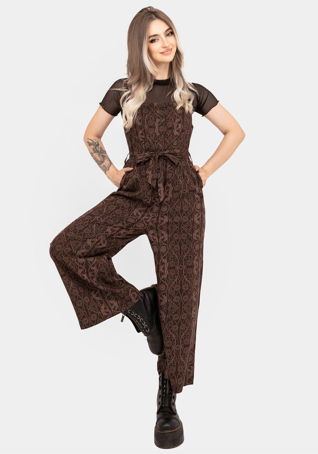 Fianna Wide Leg Jumpsuit - Brown Product Image