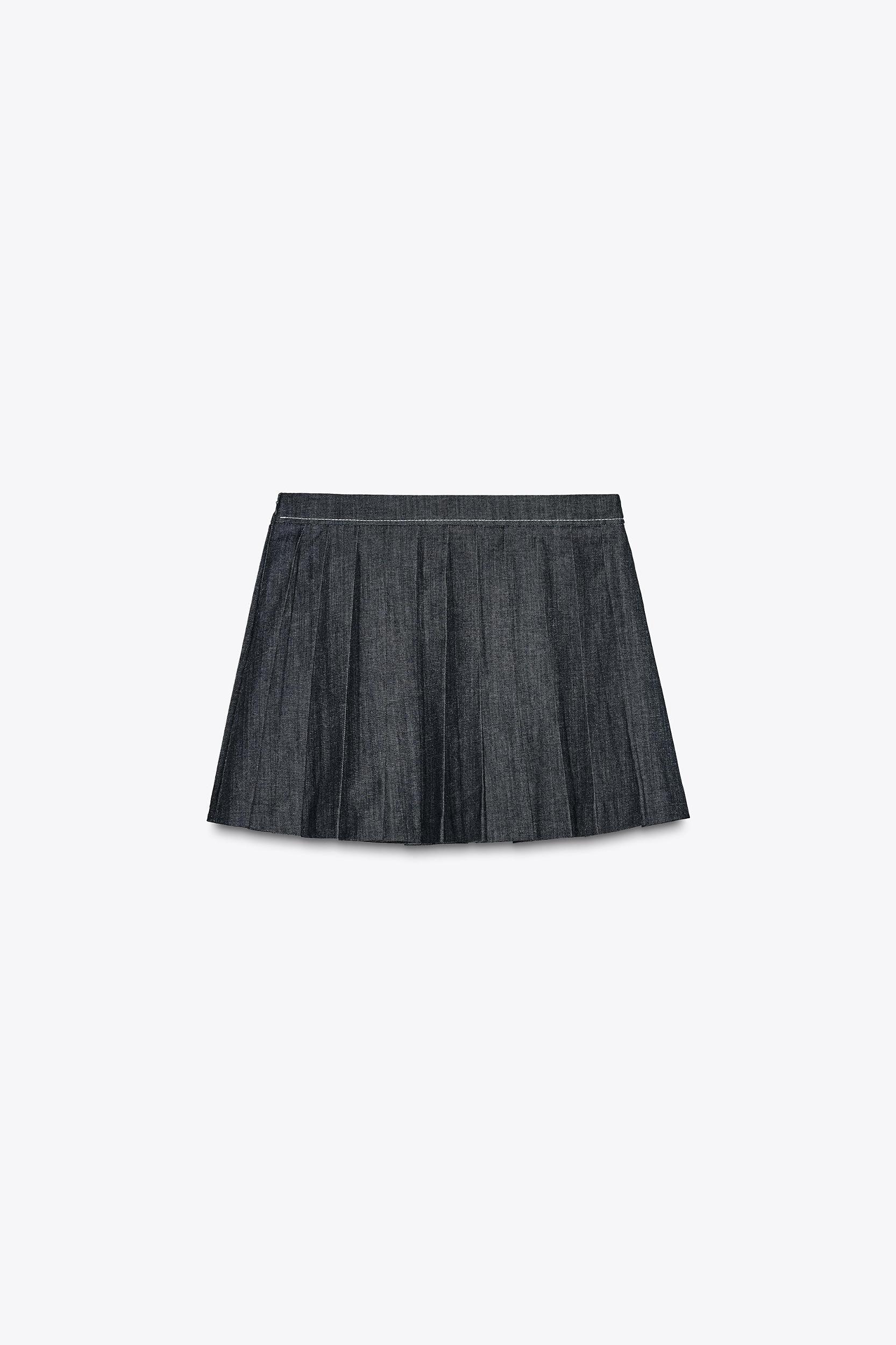 Z1975 PLEATED DENIM CULOTTE SKIRT Product Image