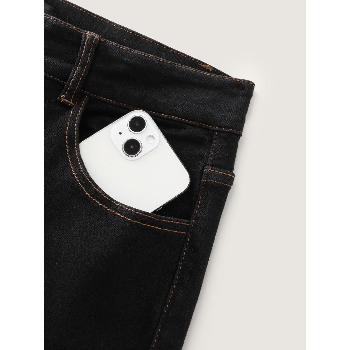 Plus Size Supersoft Mid-Rise Leggings Jeans Women Denimblack Leisure High stretch Slanted pocket Jeans BloomChic 20/2X Product Image