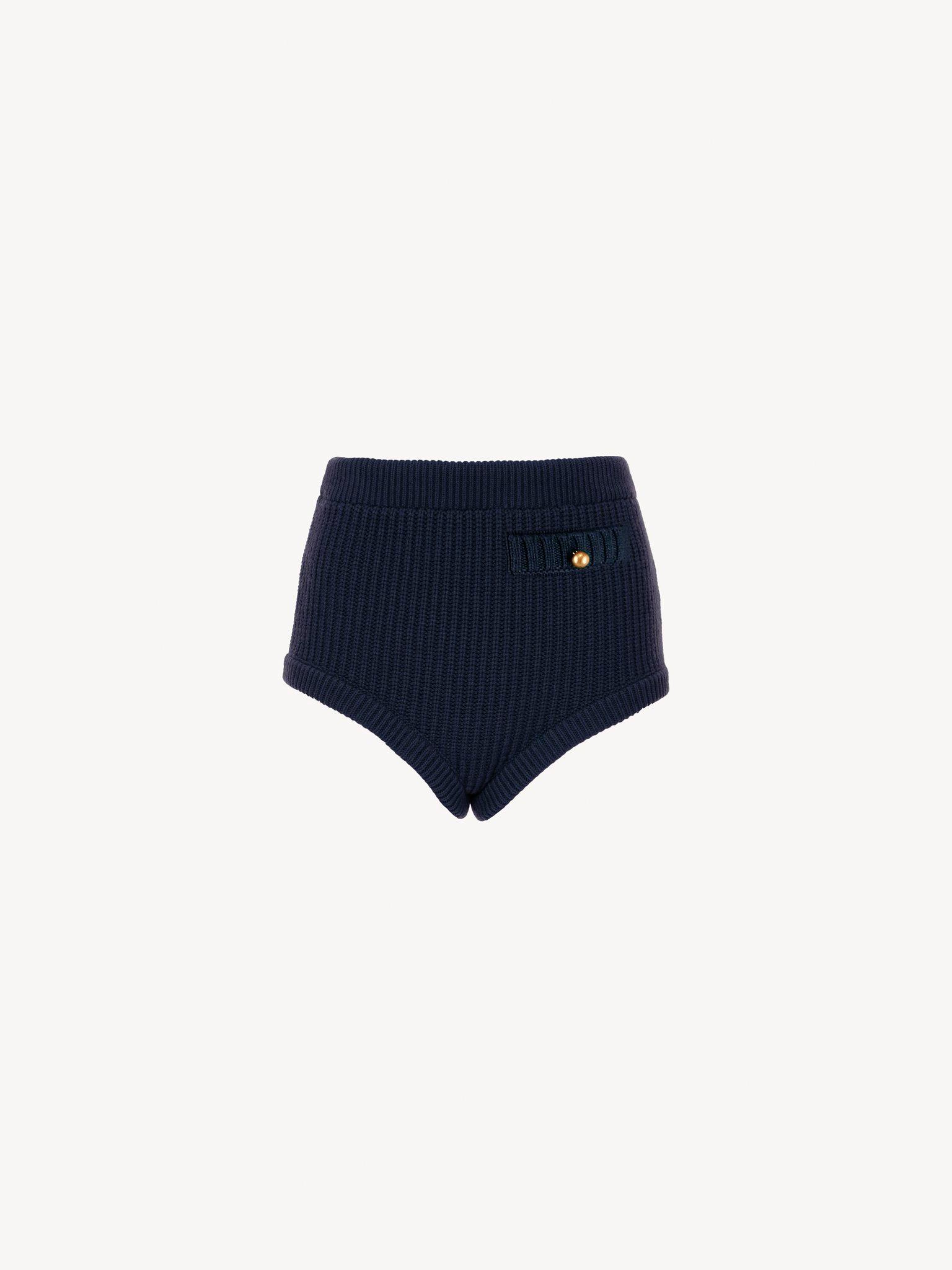High-waisted mini shorts in wool & cashmere Product Image