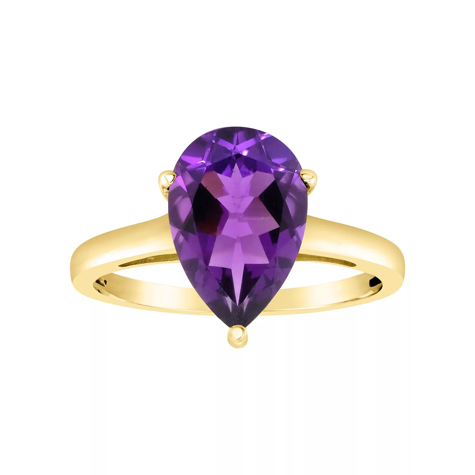 Alyson Layne 14k Gold Pear Cut Amethyst Solitaire Ring, Women's, Size: 7 Product Image