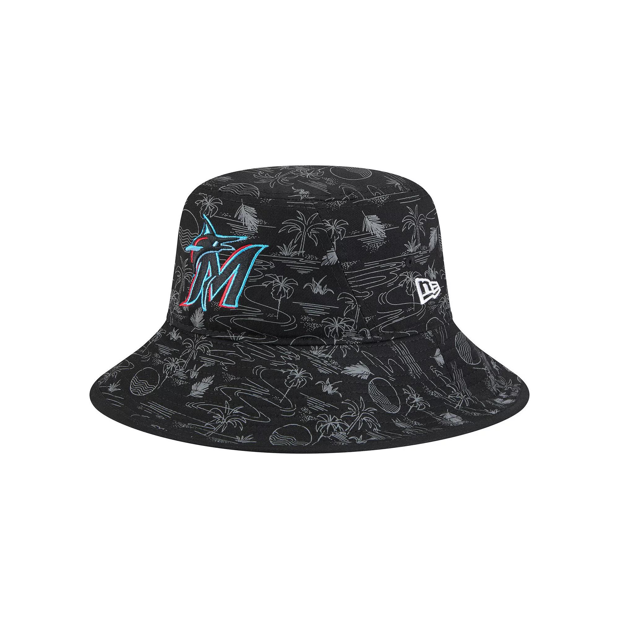 Men's New Era Black Miami Marlins 2025 Spring Training All Over Print Bucket Hat,  Product Image