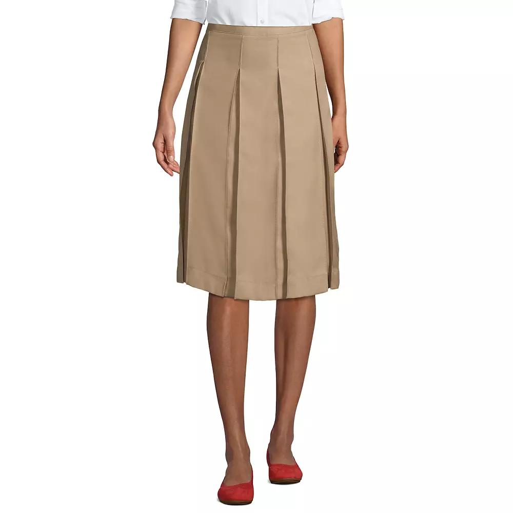 Women's Lands' End School Uniform Below the Knee Box Pleat Skirt, Size: 14, Green Product Image