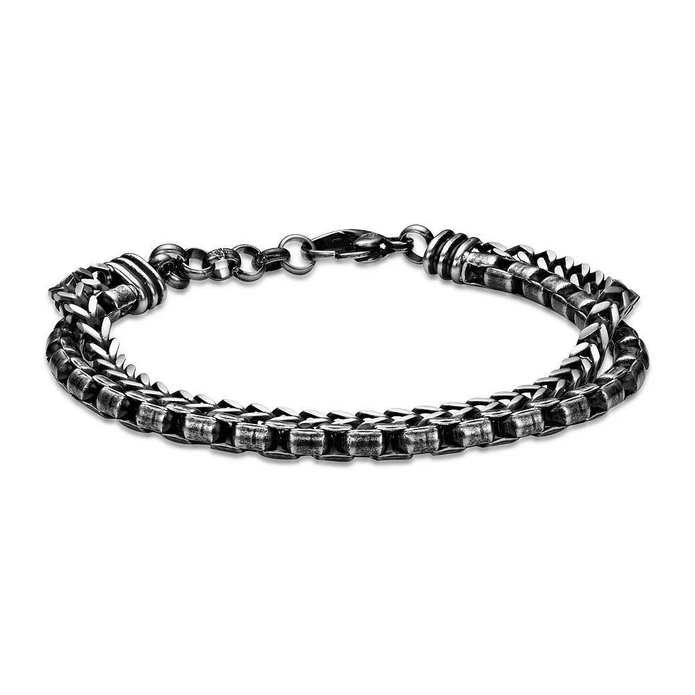Men's LYNX Antiqued Finish Stainless Steel Chain Bracelet, Size: 8.25" Product Image
