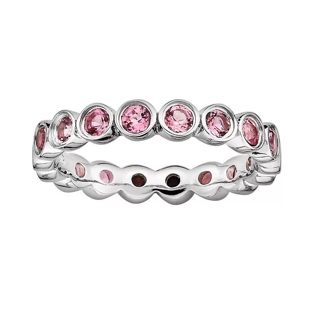 Stacks & Stones Sterling Silver Pink Tourmaline Eternity Stack Ring, Women's, Size: 9 Product Image
