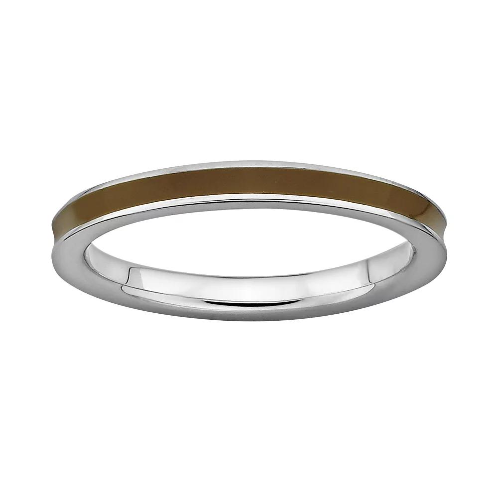 Stacks & Stones Sterling Silver Brown Enamel Stack Ring, Women's, Size: 5 Product Image
