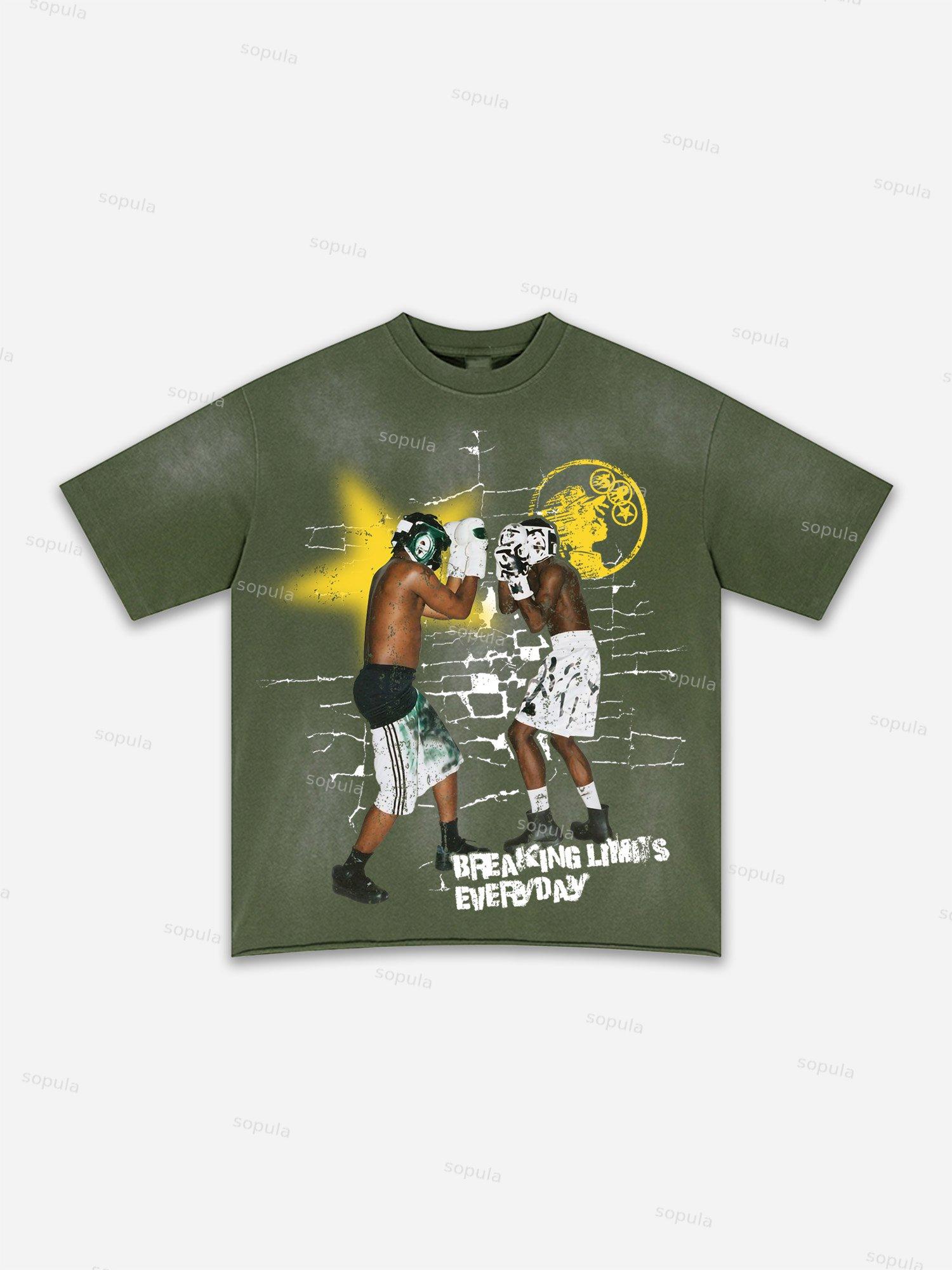 Street Goals Lip Braces Make Vintage Printed Graphic Washed T-shirt Product Image