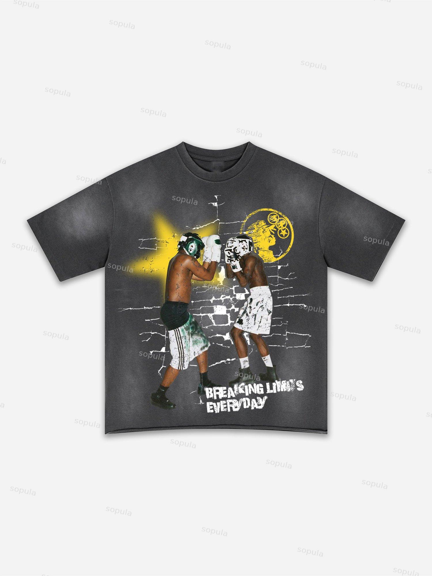 Street Goals Lip Braces Make Vintage Printed Graphic Washed T-shirt Product Image