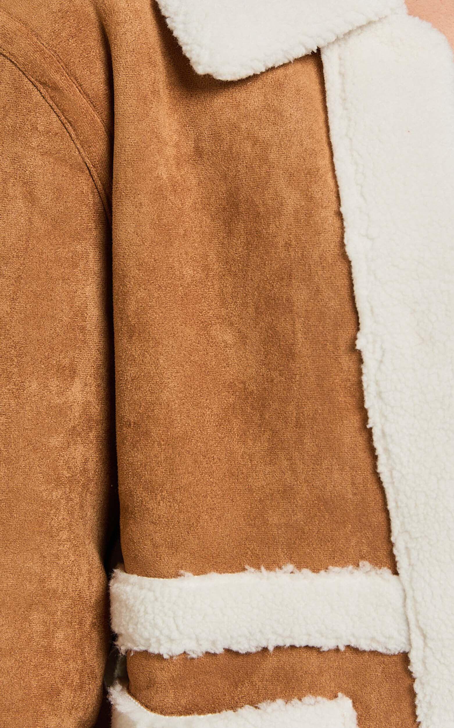 Shelley Coat - Faux Shearling Aviator Coat in Brown Product Image