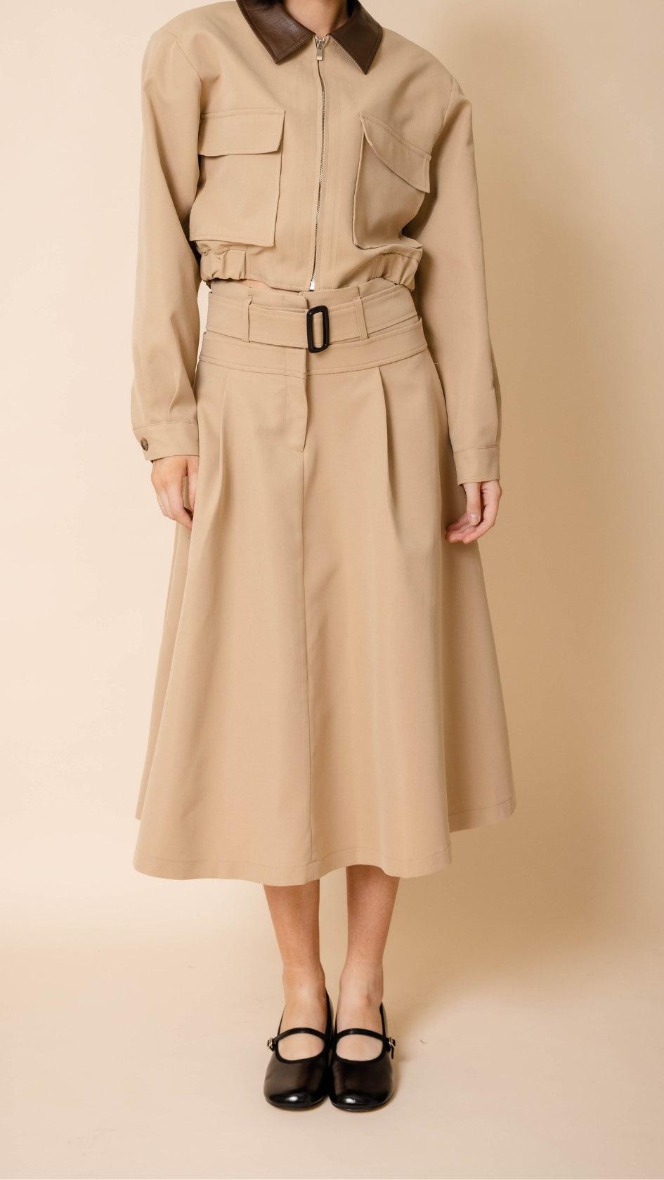 Belladonna Pleated Skirt in Sand Product Image