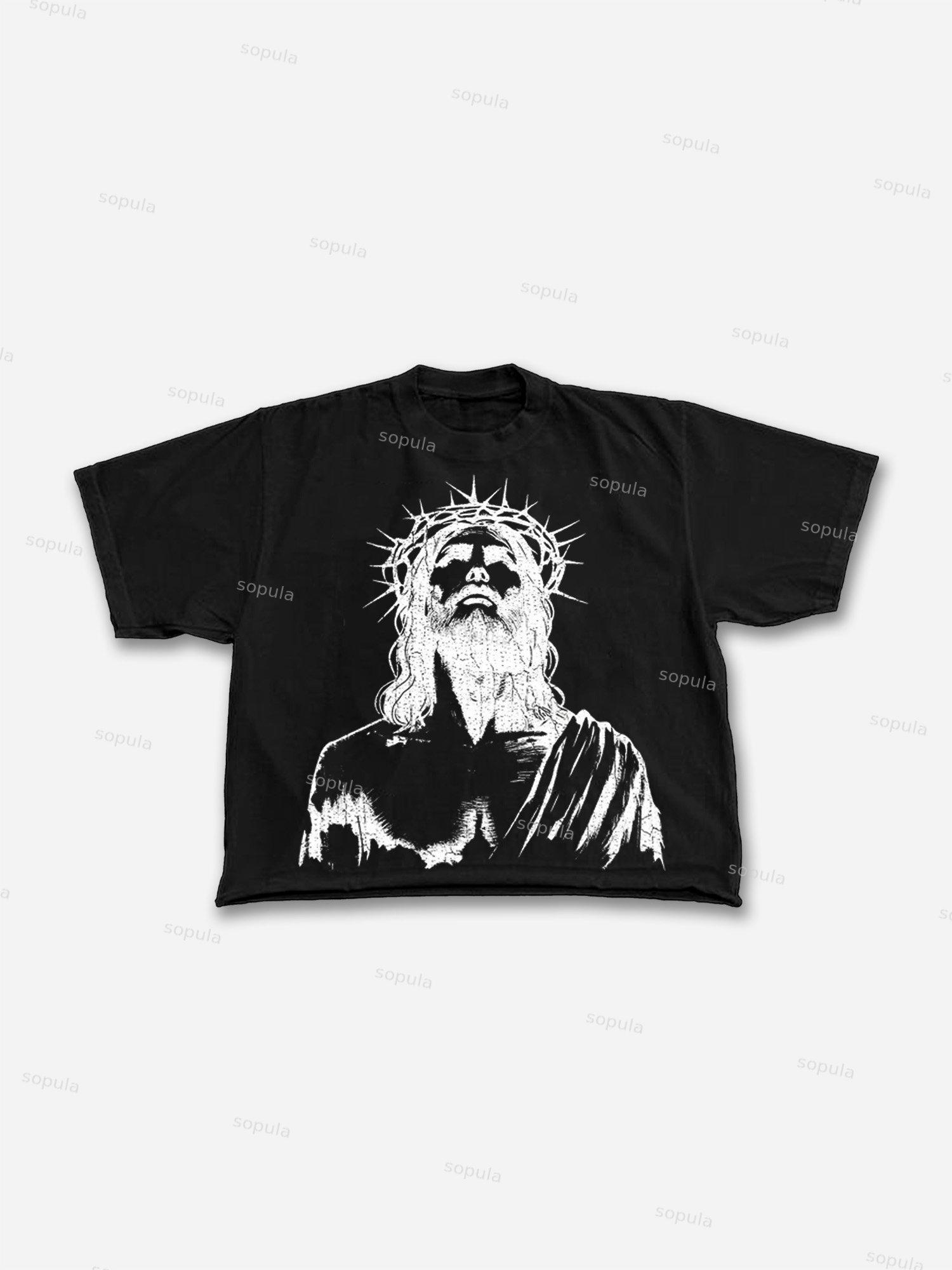 Jesus Graphic Print Cropped T-shirt Product Image