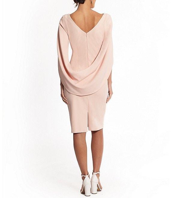 Betsy & Adam Drape Back Detail 3/4 Sleeve Ruched Front Stretch Sheath Dress Product Image