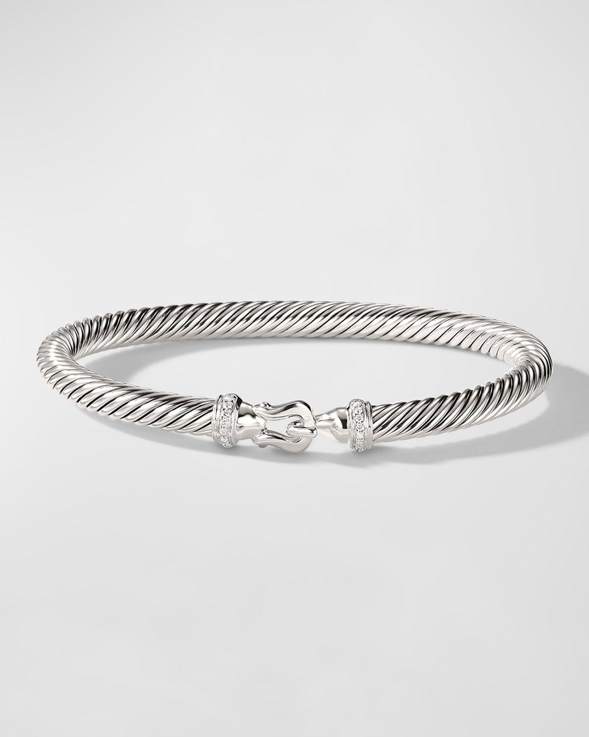 Womens Buckle Classic Cable Bracelet in Sterling Silver Product Image