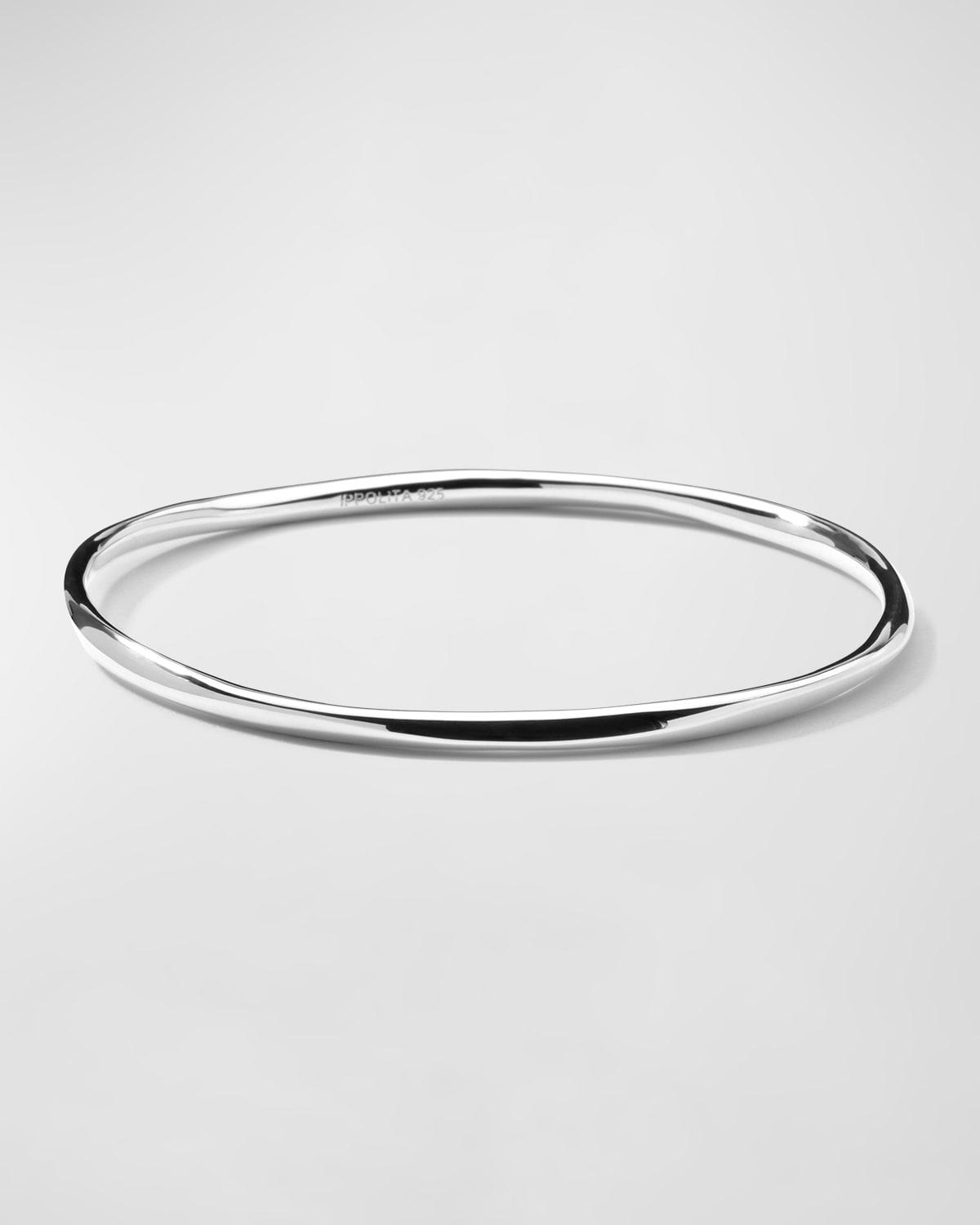 Womens Classico Thin Sterling Silver Smooth Squiggle Bangle Bracelet Product Image