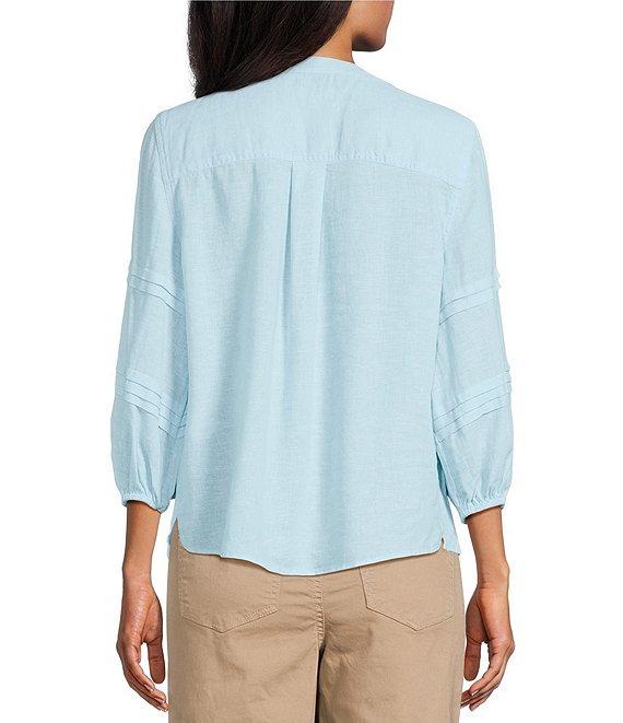 Westbound Petite Size Solid 3/4 Sleeve V-Neck Top Product Image