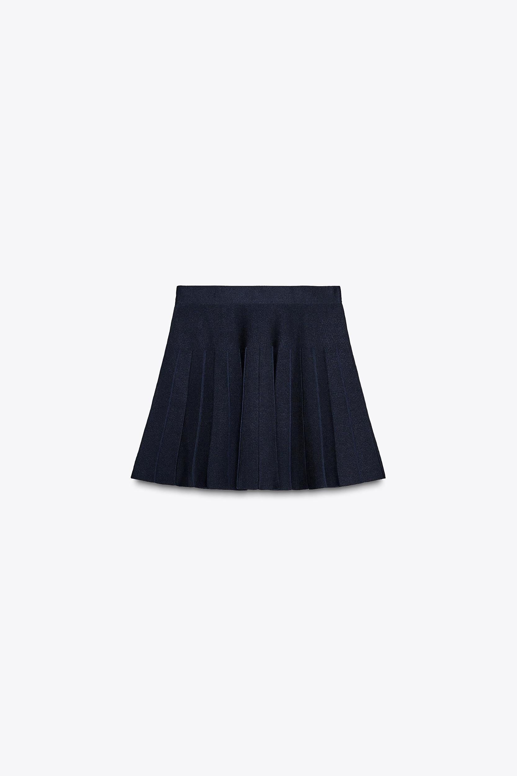 BOX PLEAT KNIT MINI SKIRT Product Image