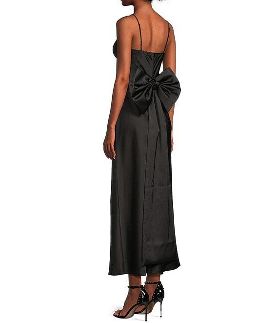 Allison & Kelly Square Neck Spaghetti Straps Bow Back Dress Product Image