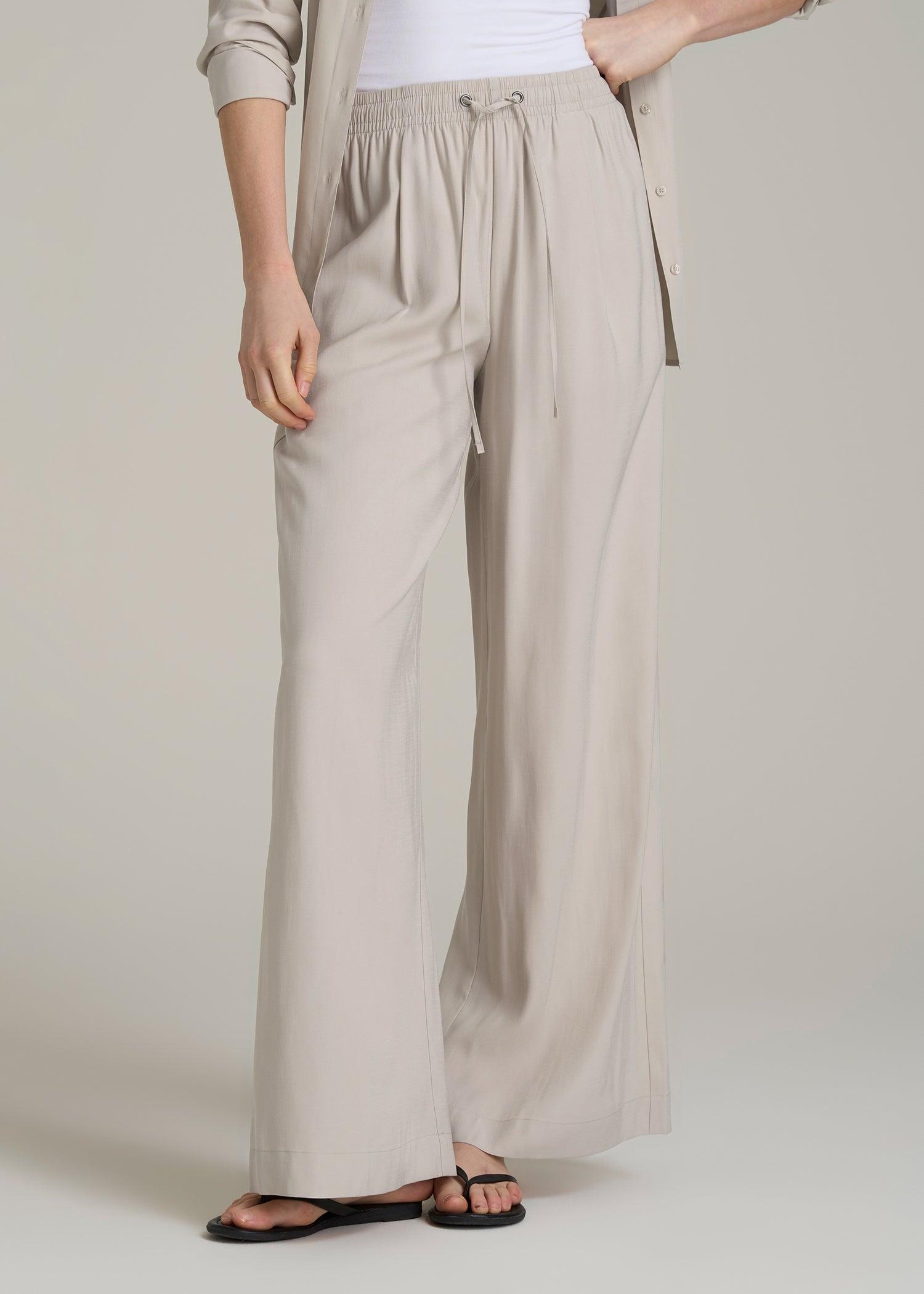 Relaxed Pull-On Pants for Tall Women in Stone Female Product Image