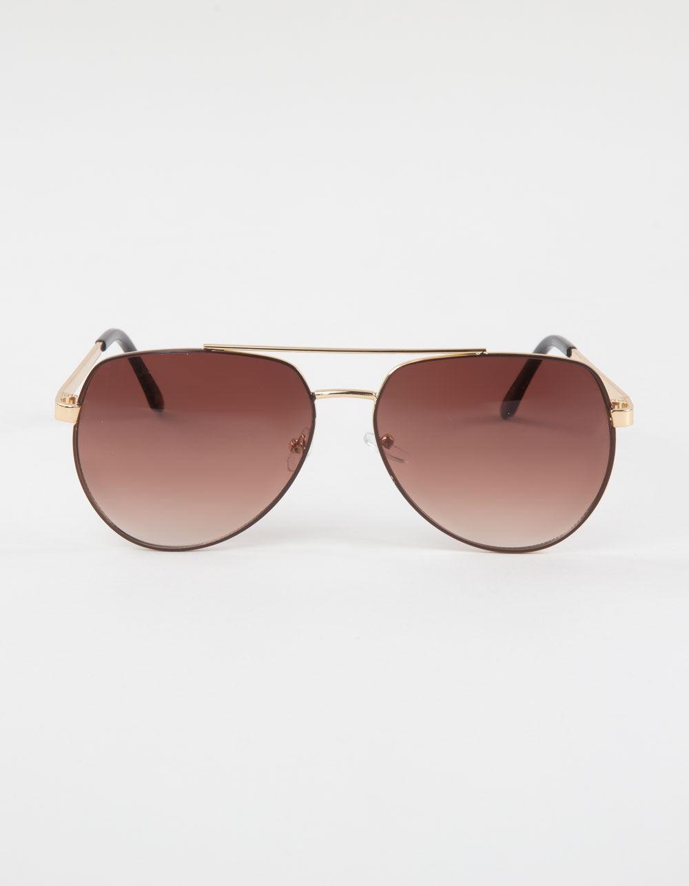 RSQ Metal Aviator Sunglasses - BROWN GOLD Product Image
