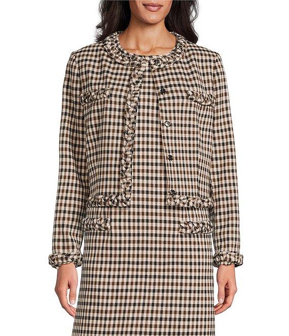 Preston & York Marcia Coordinating Novelty Plaid Crew Neck Jacket Product Image