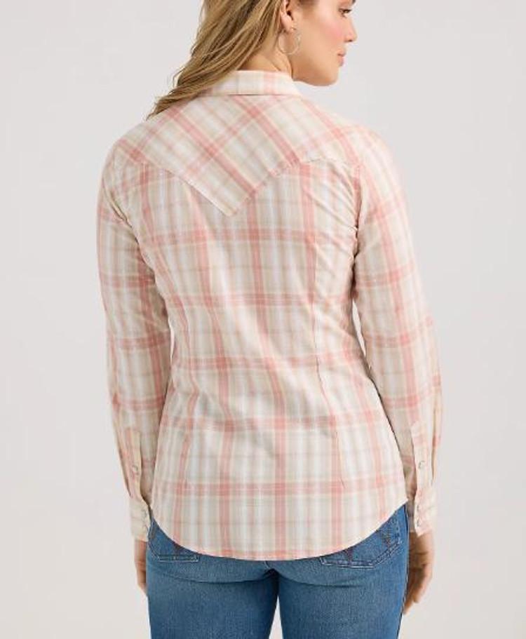 SALE Wrangler® Ladies' L/S Rosy Pink Plaid Snap Shirt Product Image