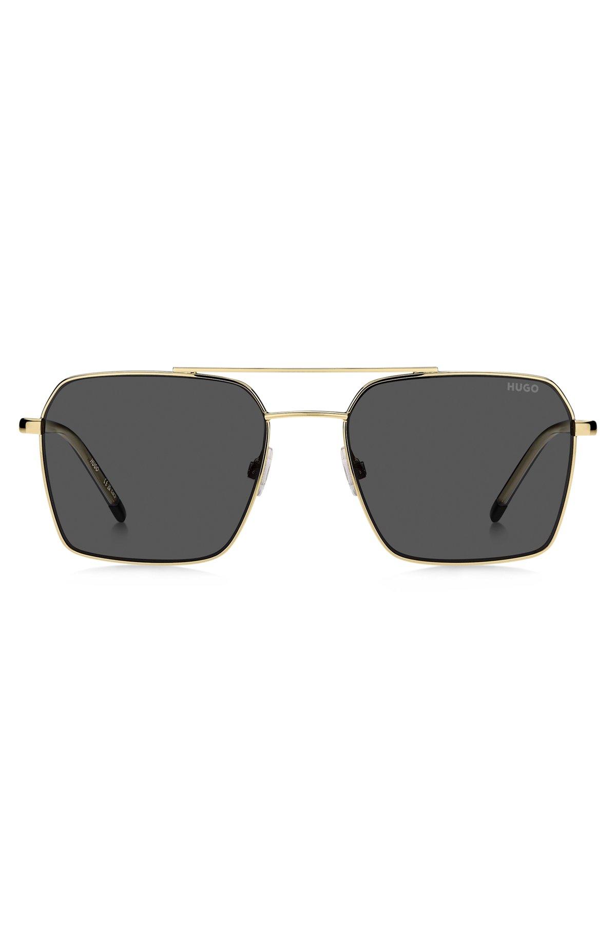 HUGO - Double-bridge sunglasses in gold and black tones Product Image