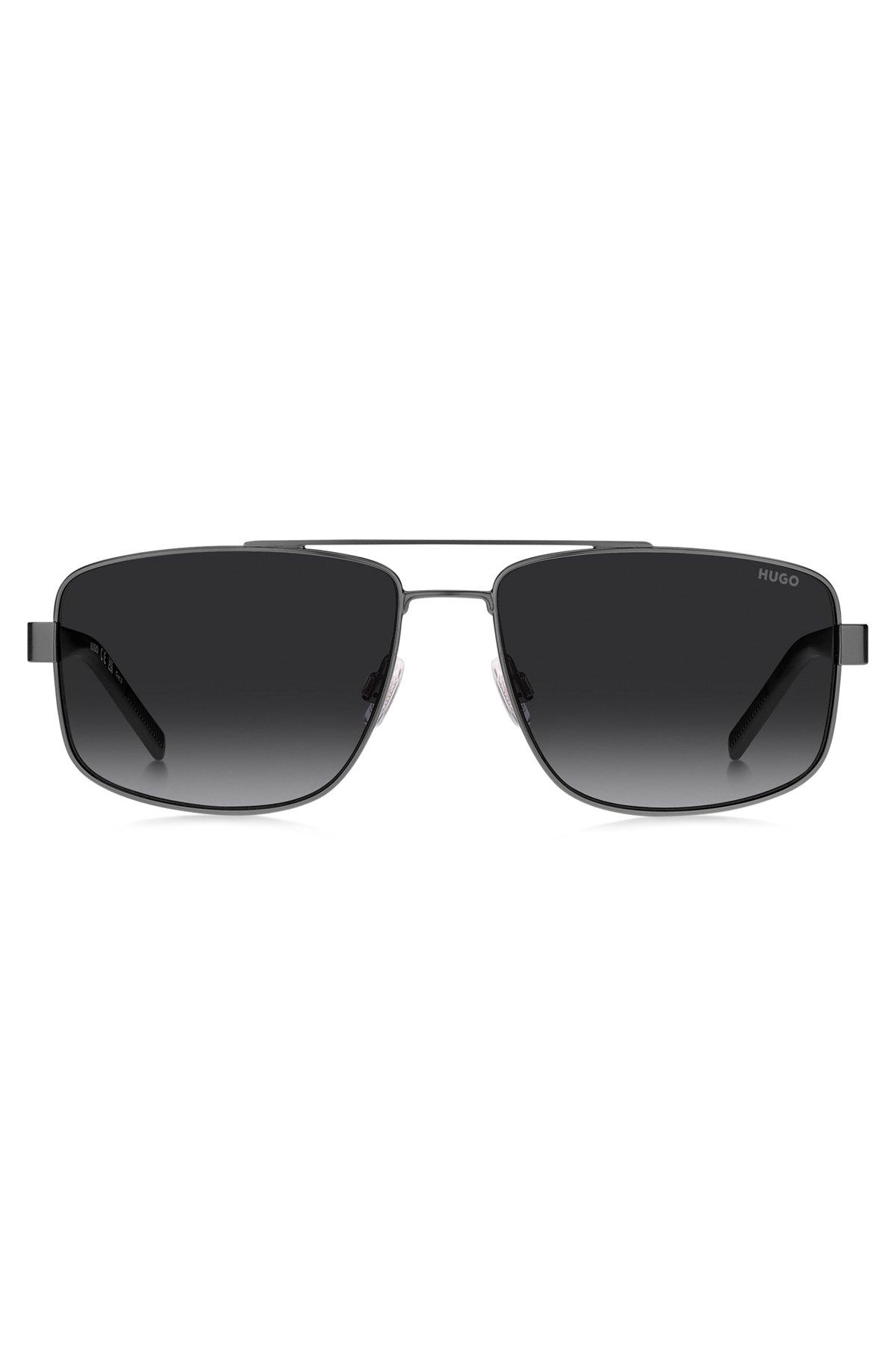 HUGO - Double-bridge sunglasses in gray and black Product Image