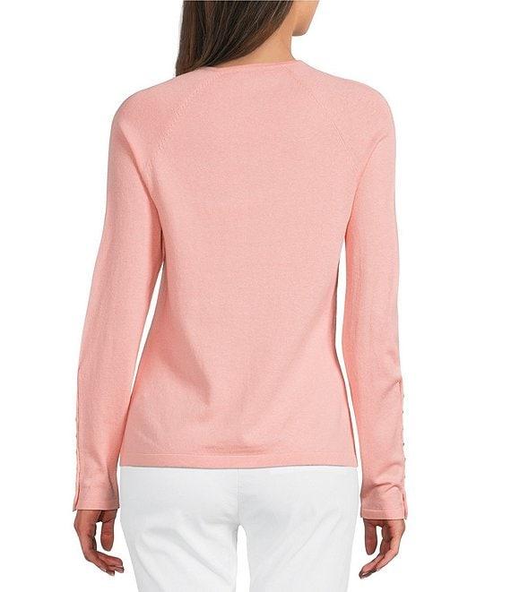 J.McLaughlin Jamey Crew Neck Button Trim Raglan Sleeve Sweater Product Image