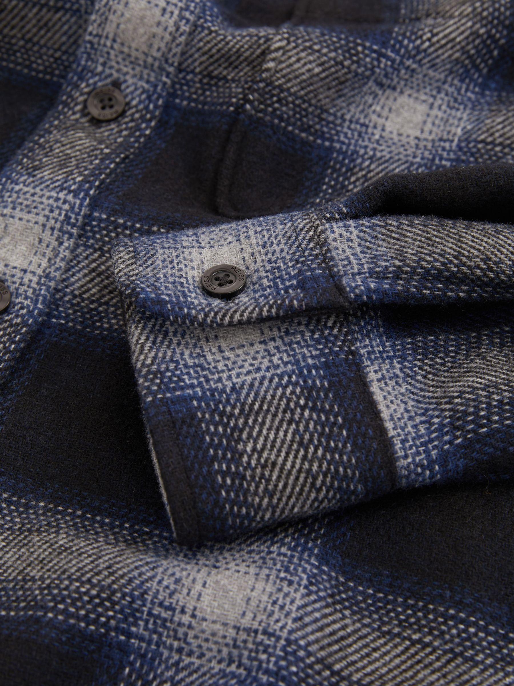 Check Patch Pocket Overshirt With Wool in Navy Multi Product Image