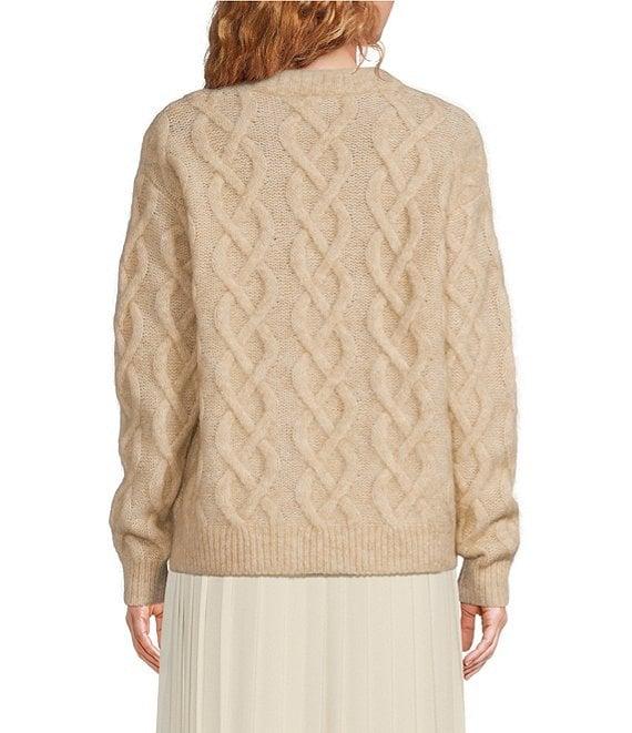 TILLEY Soft Knit Mohair Cable Crew Neck Long Sleeve Sweater Product Image