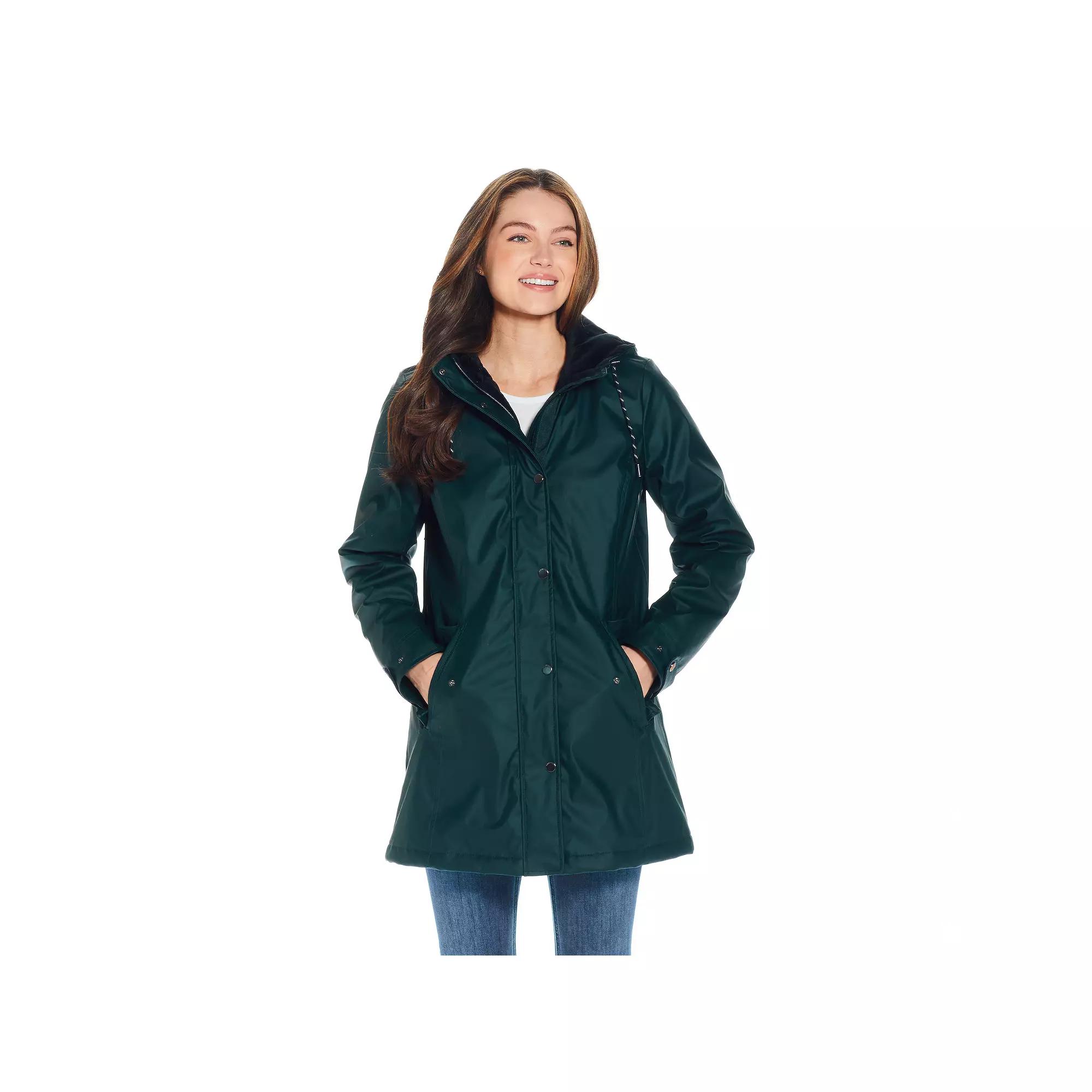 Women's Weathercast Hooded Midweight Rain Jacket, Size: Medium, Hunter Green Product Image