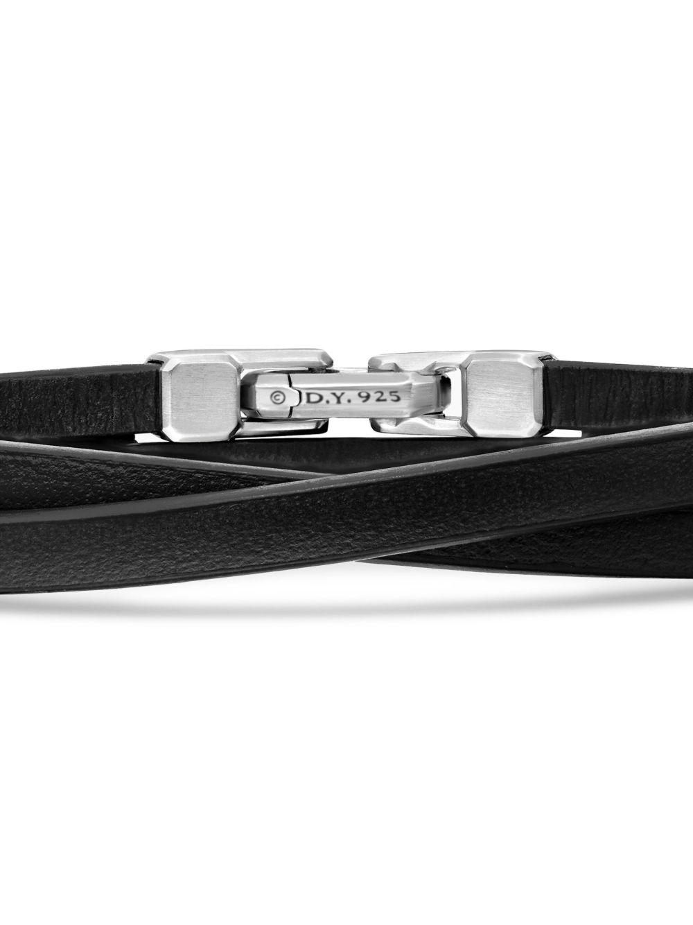 sterling silver Streamline Double Wrap leather bracelet (4mm) Product Image