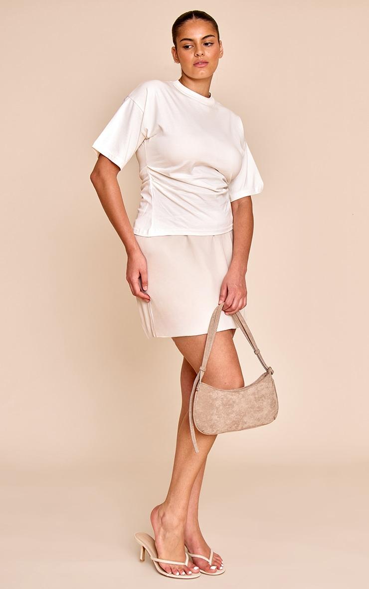 Plus Sand Woven A Line Mini Skirt Product Image