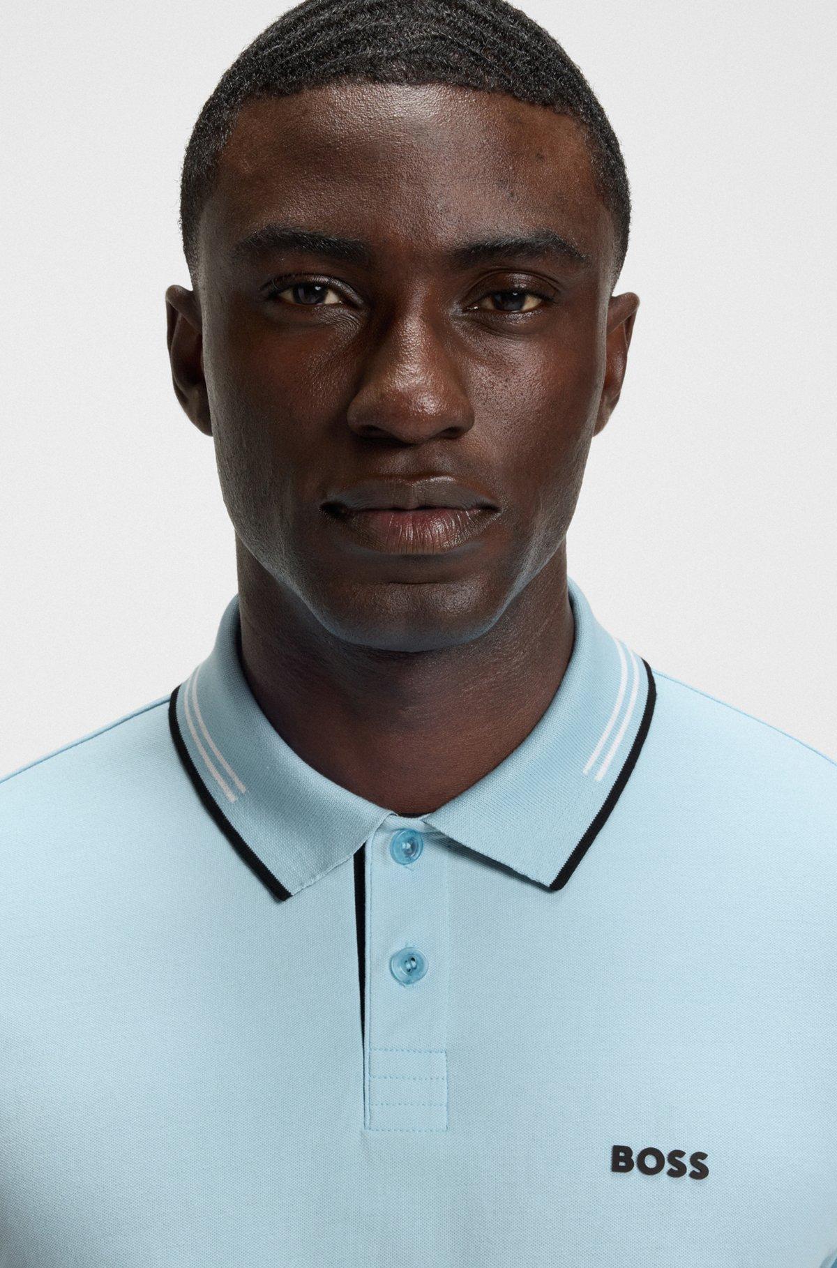 Stretch-cotton slim-fit polo shirt with branding Product Image