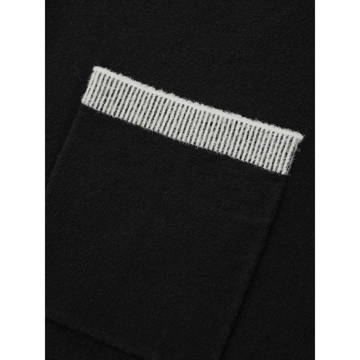 Plus Size Contrast Button Up Pocket Cardigan Black Women Leisure Long Sleeve Casual Cardigans BloomChic 10/M Product Image