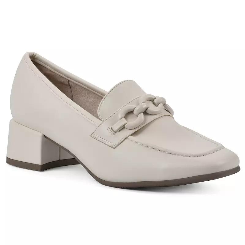 Womens Cliffs by White Mountain Quinbee Womens Heeled Loafers Ivory Smo Product Image