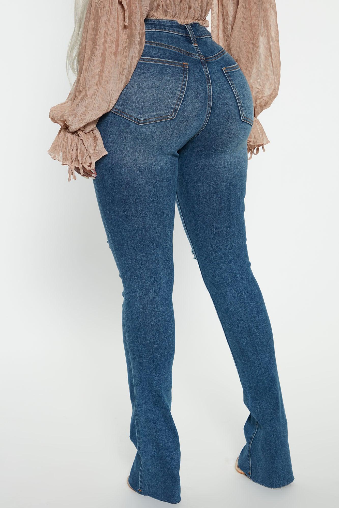 Best Stretch Ripped High Rise Bootcut Jeans - Dark Wash Product Image